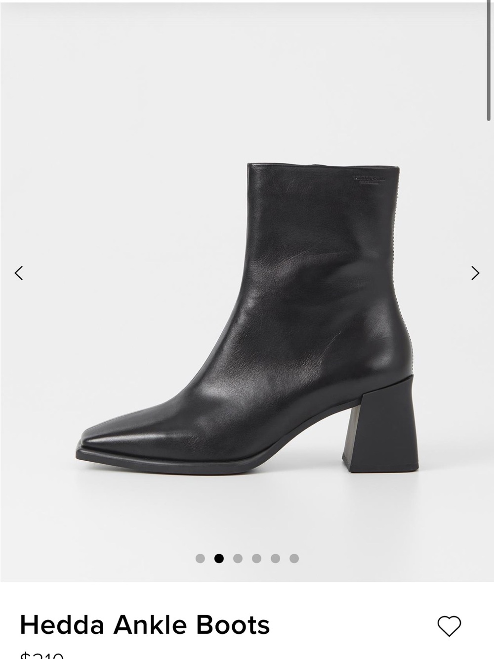 Vagabond Black Leather Pointed Toe Ankle Boots